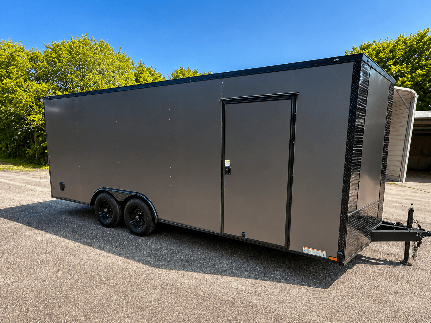 Charcoal 8.5' x 20' enclosed cargo trailer available to rent in San Antonio — Alamo City Hitch & Go
